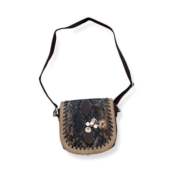 Pinko brown snakeskin leather crossbody bag